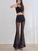 2025 European Style Lace See-through High-waisted Patchwork Long Straight Leg Pants