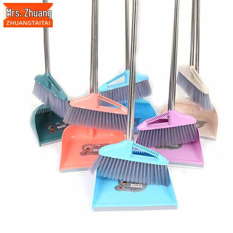 Mrs. Zhuang Stainless Steel & Plastic Broom and Dustpan Set (5-Pack)