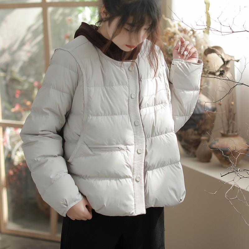 Womens Lightweight Winter Duck Down Coat Black Beige Coffee Elegant Casual Warm Jacket