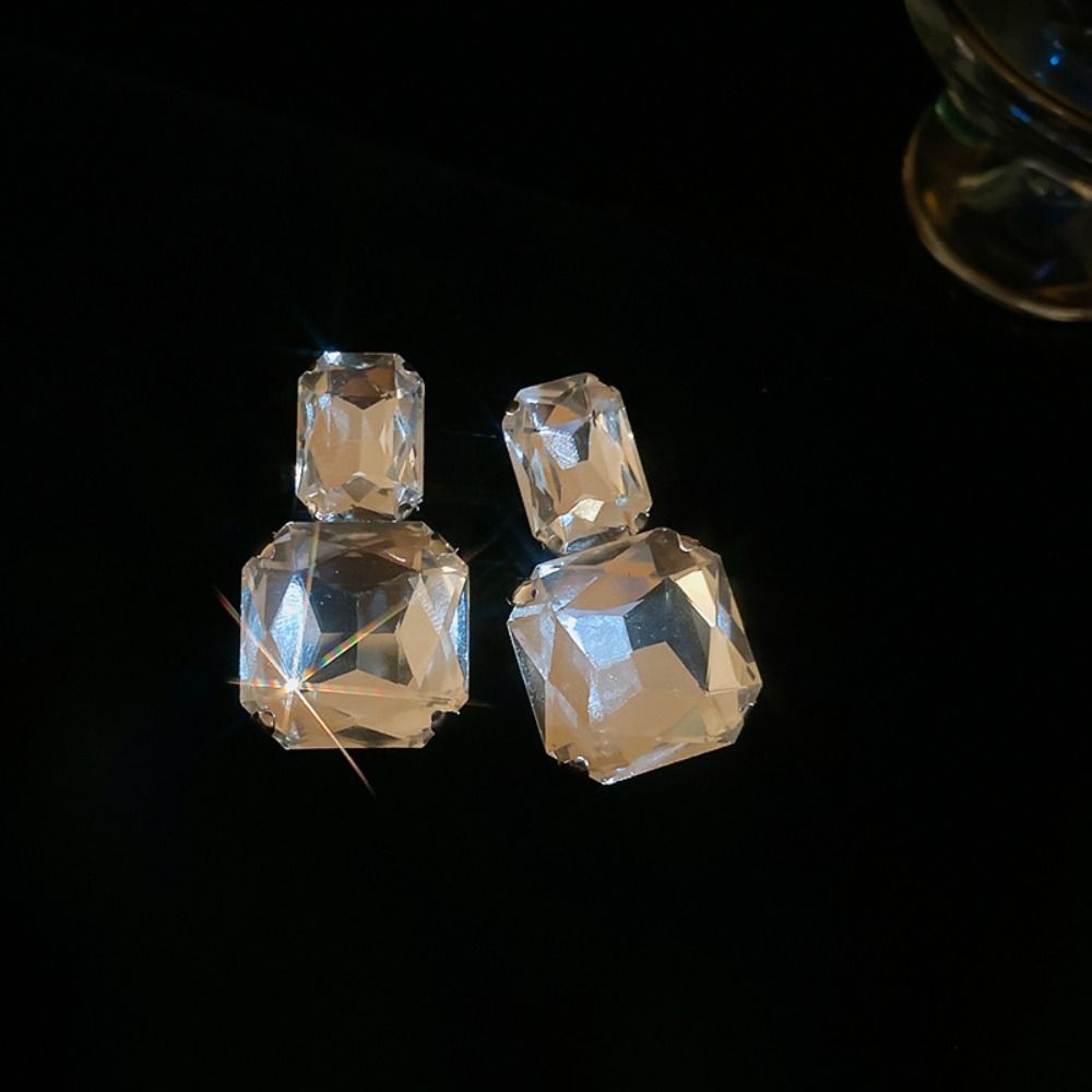 Multifunction Square Crystal Jewelry Set Korean Style Sparkling Necklace Wedding