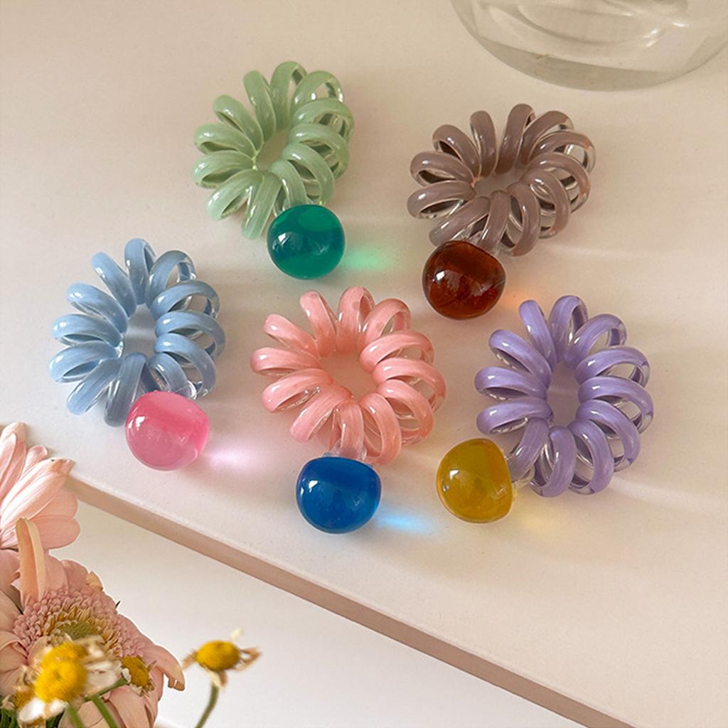 1 Stück gelee-farbenes perlenbesetztes Telefonkabel-Haargummi, hochelastisches Zopfgummi, geflochtenes Haar, kontrastfarbenes Stirnband, Haargummi