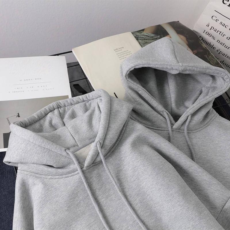 Verdicktes einfarbiges Damen-Sweatshirt-Oberteil mit lockerem Schnitt und Kapuze