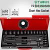 24-Piece Heavy-Duty Air Impact Wrench Set: 1/2" Short Hexagonal & Torx 12-Point Socket Heads.