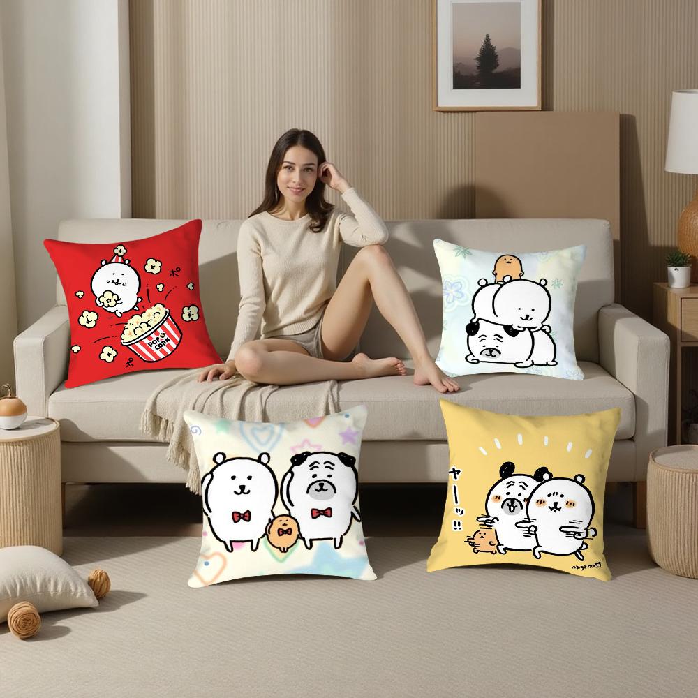 Cute J-Jokes Bear Pillow Case Plush Fabric Soft Double Sided Print Sofa Cushion Cover Throw Pillow Covers