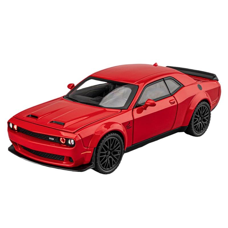 1/32 Dodge Challenger SRT Hellcat Model Hračky Kovový Odlévaný Miniatura 1:32 Zvuková a světelná kolekce vozidel Dárek pro kluky
