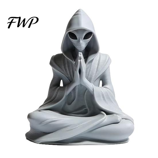 Alien Head Statue 3D Printed Meditation Statue, Zen Desk Decor Ornament, Matte Gray Figure Cute Extraterrestrial Figurine for Home Office, Sci Fi Gift серый