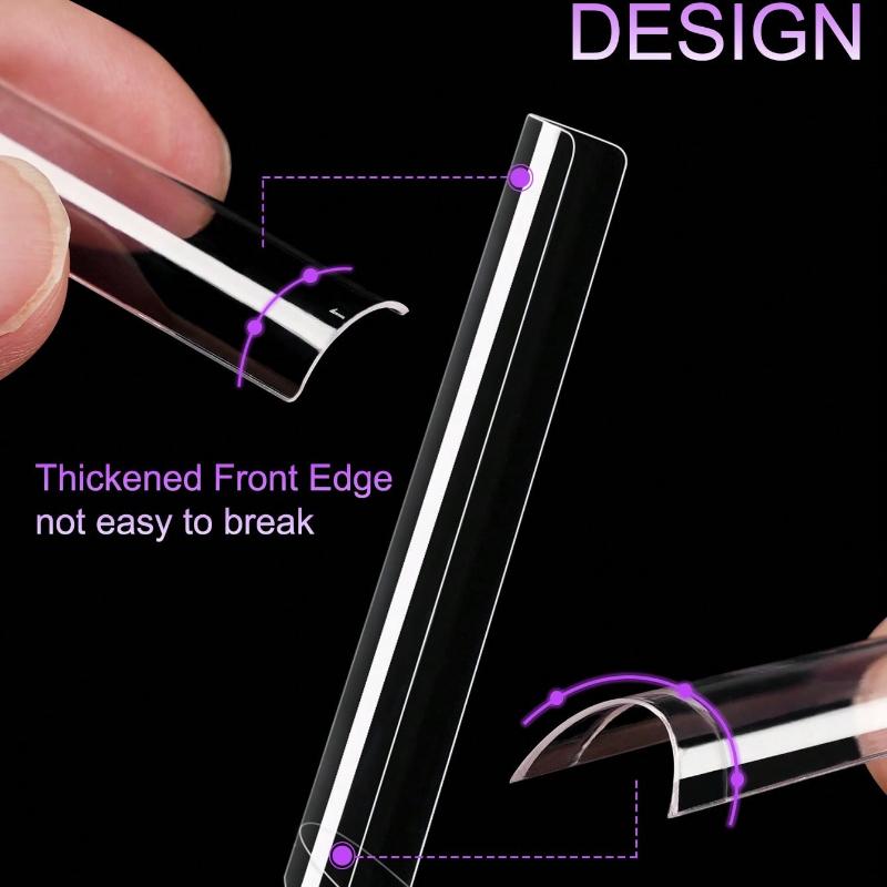 500pcs Clear Nail Tips for Acrylic Nails Professional, 3XL Extra Long Flat Tapered Square Nail Tips, 10 Sizes Half Cover Straight French Fake