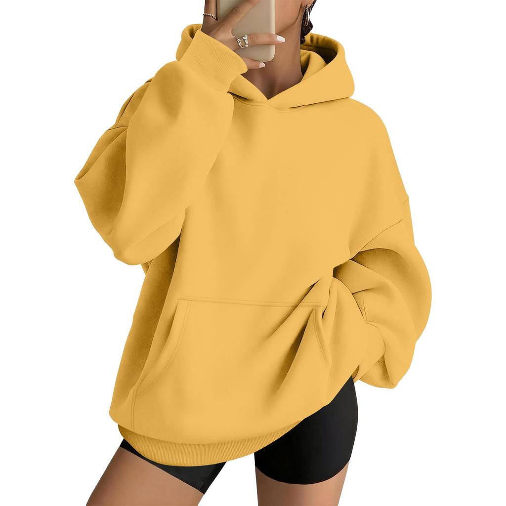Women's Casual Loose Fit Hoodie with Drop Shoulder and Long Sleeves Pullover Sweatshirt