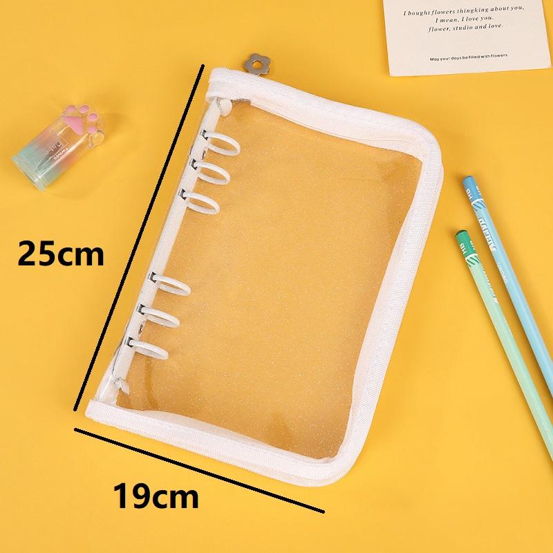A5 Binder Cute Transparent Binder Notebook Filing Cabinet A5 Ring Pockets Leaf Filing Cabinet A5 Macaron Binder HYJ02