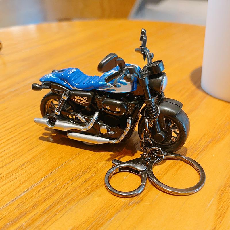 Cartoon Mini Harley Motorcycle Pull-Back Toy & Keychain Pendant Gift