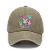 Cute Easter Bunny Floral Print Baseball Cap Spring Festival Adjustable Distressed Cotton Dad Hat Casual Unisex