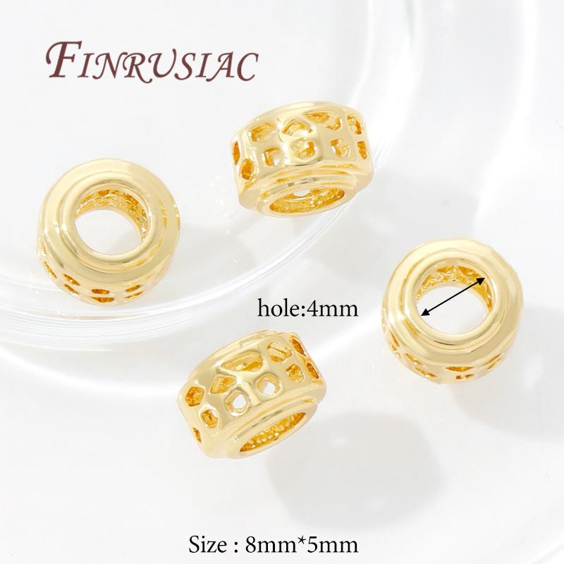 18K Gold Plated Brass Spacer Beads For Bracelets Accessories,Separator For Beads,DIY Jewelry Making Supplies,Round Metal Bead