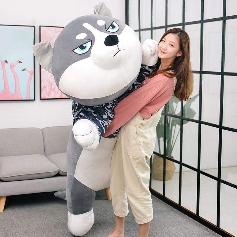 Nuevo juguete de peluche de perro gigante abrazable, suave peluche de husky, almohada larga, muñeco de animal de dibujos animados, cojín para dormir, decoración del hogar, regalo para niños