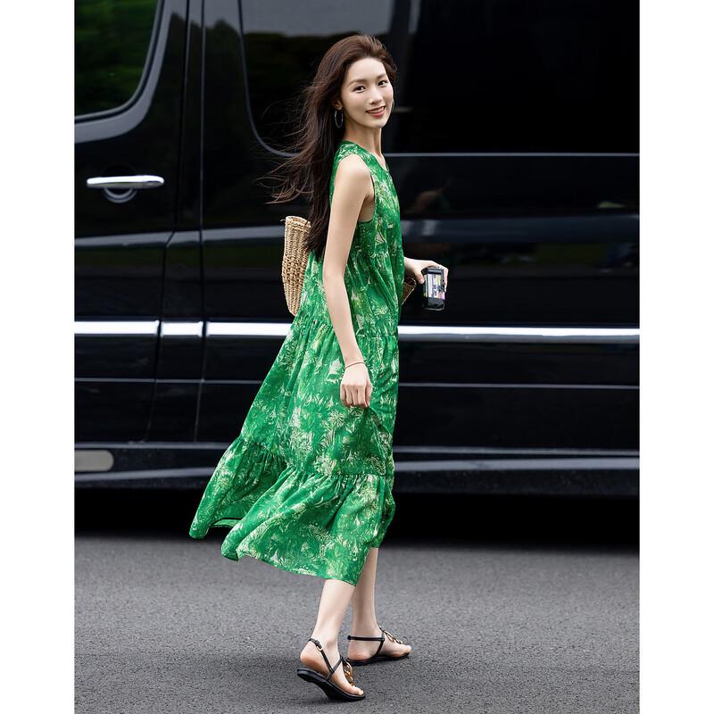 Demana French Style Floral Print A-Line Midi Dress