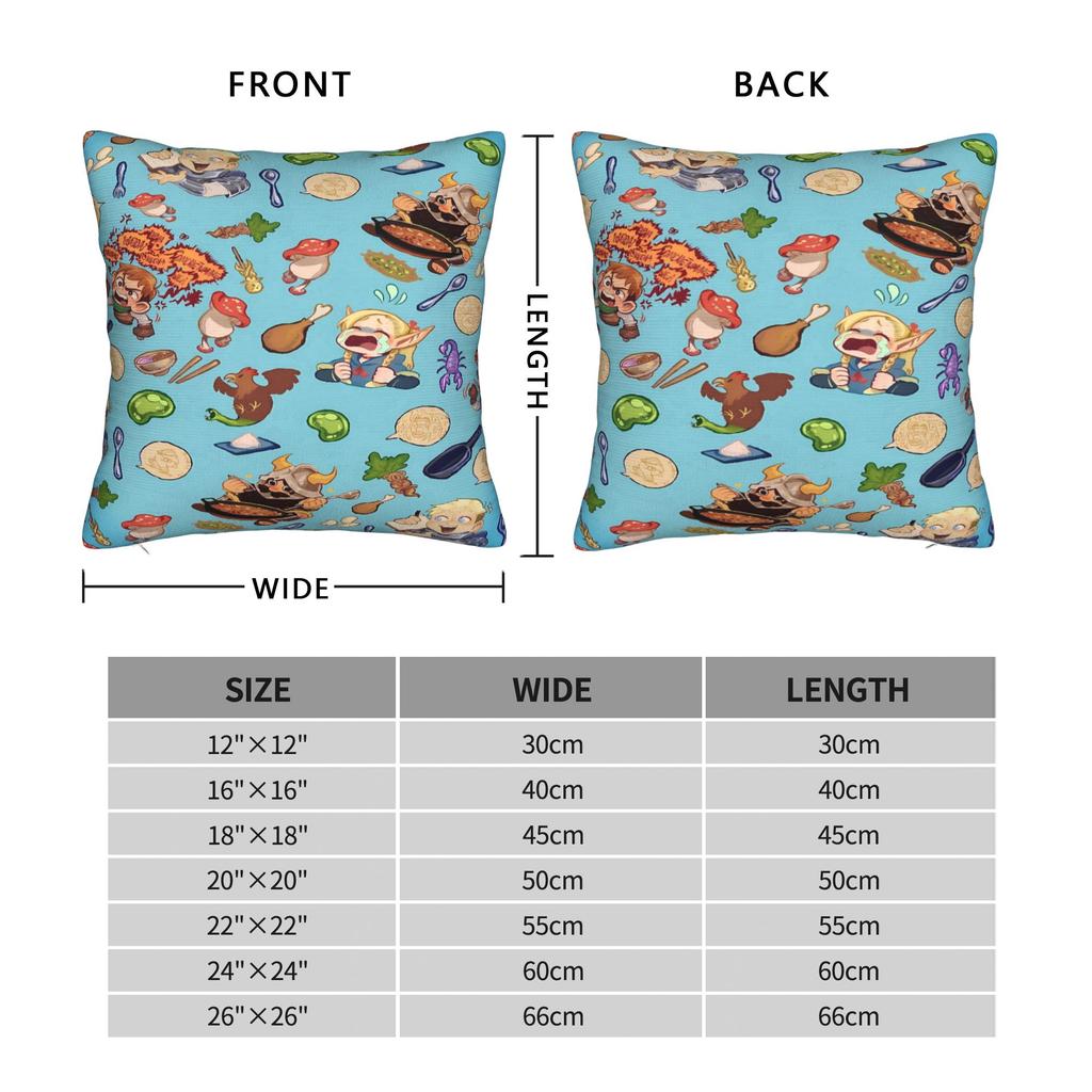 Dungeon Meshi Senshi Anime Pillow Case Funny Pillow Cover Square Pillowcases For Living Room Chair