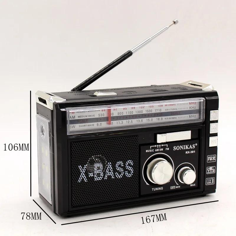 New RX-381 LED Lighting Portable Wireless Bluetooth Speaker AM FM SW Multi-band Radio Speaker with USB/TF MP3 Music Player