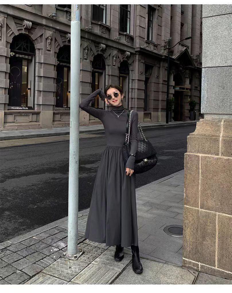 2023 Audrey Hepburn-Inspired Korean Style Slimming Over-the-Knee Spring Dress for Women
