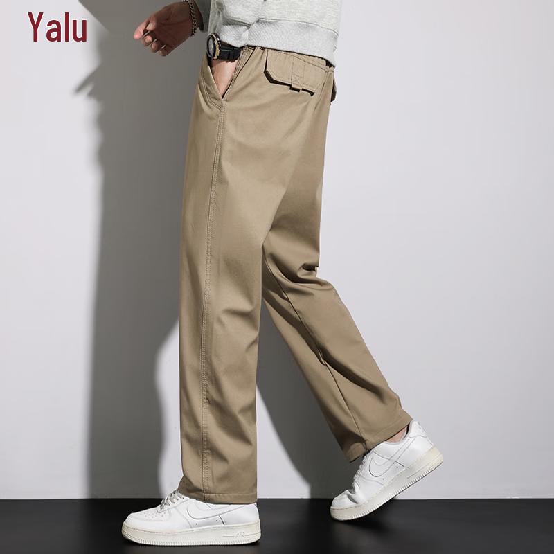 Yalu Men's Loose-Fit Pure Cotton Straight Cargo Pants