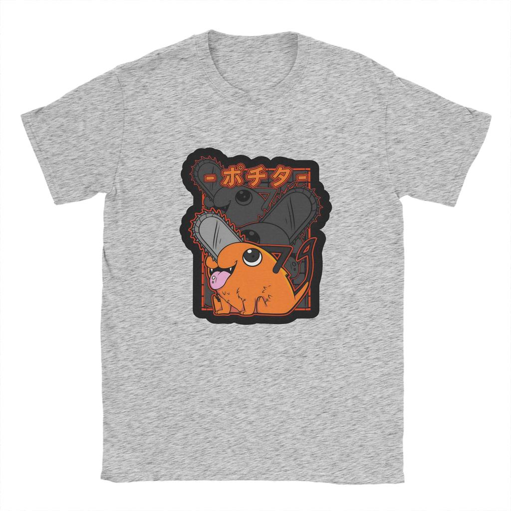 Kettensägenmann Pochita T-Shirt Harajuku T-Shirts Kurzarm Y2K Lustige Oberteile Sommer 100% Baumwolle Rundhals Oversize Kleidung