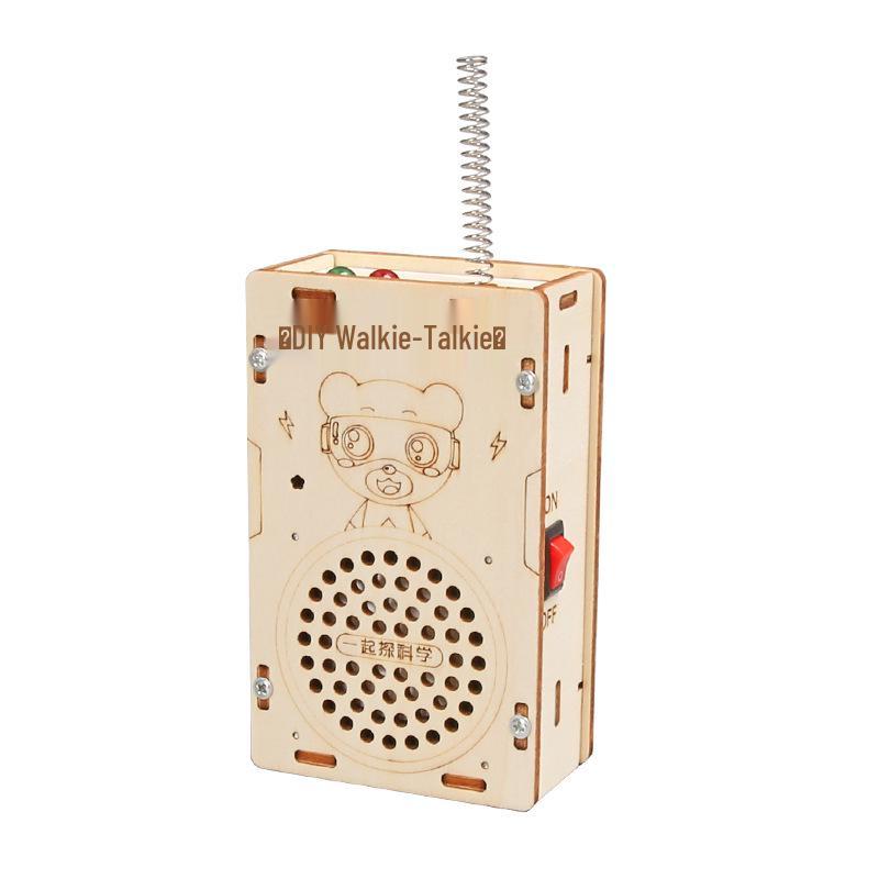 Kids' DIY Wooden Science Walkie-Talkie: 200-Meter Educational Wireless Paging Toy