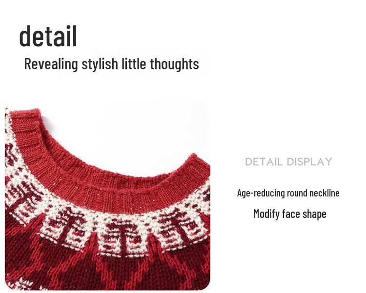 Women's Color-Blocking Wool Pullover Sweater - Stylish Loose Fit for Autumn and Winter