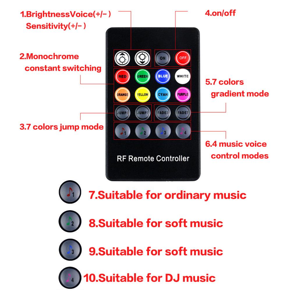 Motorcycle LED Atmosphere Light Neon Strip RGB Remote Voice Musical Control Glow Decorative Lamp Flexible Blinkers