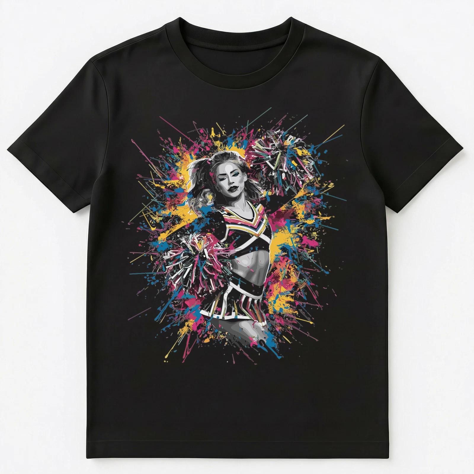 

Colorful Paint Splash Cheerleader Art Graphic Unisex T-Shirt 4XL
