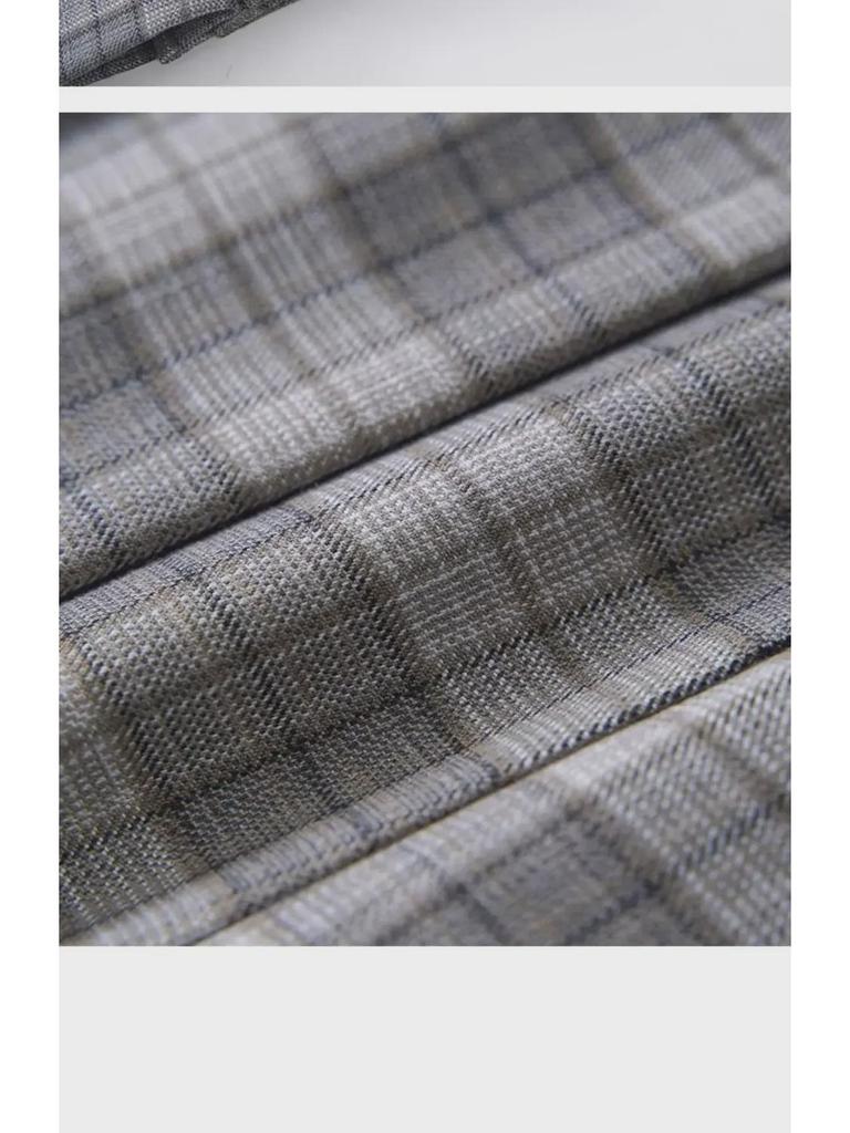 Women's American Retro Plaid High Waist Pleated Skirt - Early Autumn College Style, Anti-Exposure