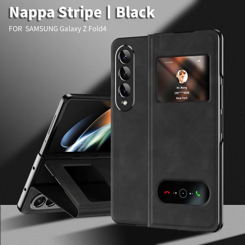 Premium Nappa Texture Flip Case With Stand Galaxy Z Fold 8 7 6 5 4 3 2 - Matte PU Leather Cover Anti-Fingerprint