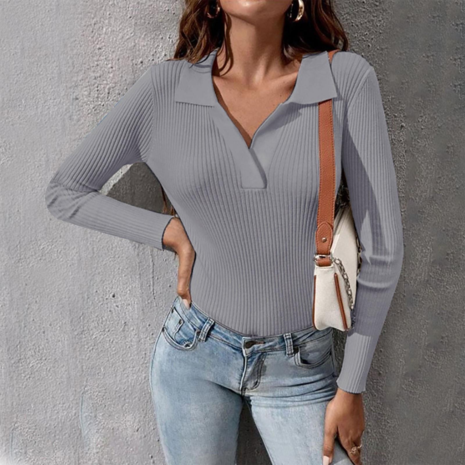 

Женский однотонный свитер с v-образным вырезом и длинными рукавами, пуловер, вязаная футболка с внутренним верхом XL серый