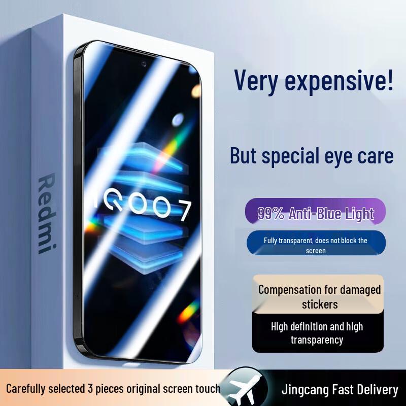 Baozou 3-Pack Anti-Blue Light Tempered Glass Screen Protector