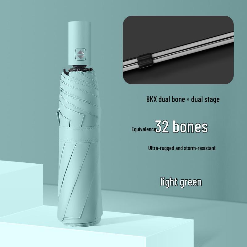 Compact Windproof Dual-Use Black Umbrella: UV Sunshade for Men & Women