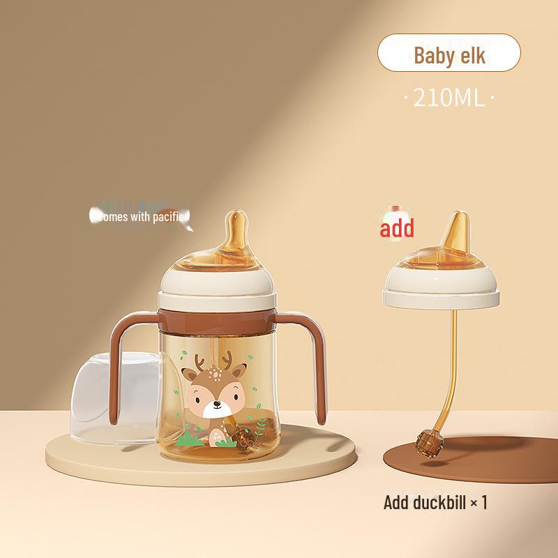 Baby Elephant PPSU Straw Bottle with Handle for 1+ Year Olds - Anti-Colic Design