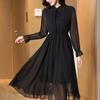 Spring Autumn Peter Pan Collar Beading Dresses Elegant A-Line Waist Women's Clothing Drawstring Commute Polka Dot Midi Dress New