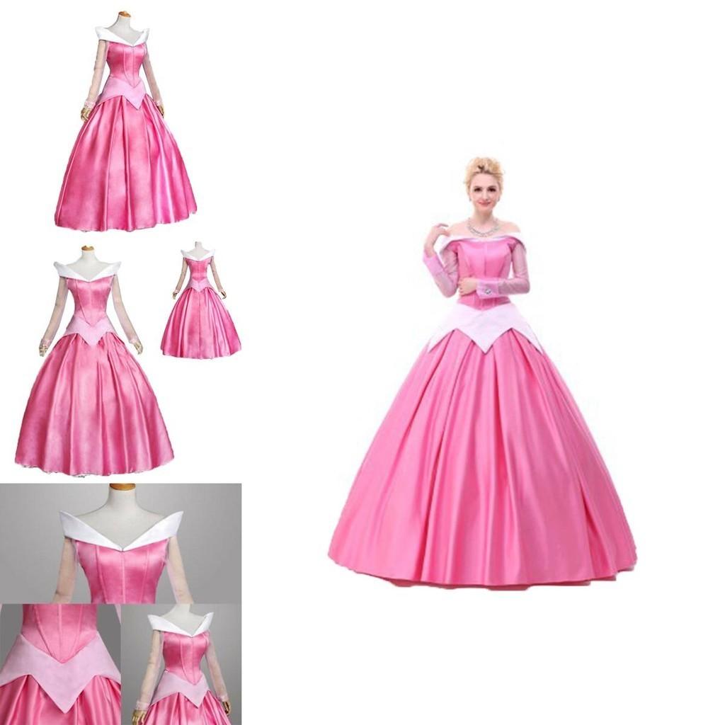 Enchanting Pink Sleeping Beauty Aurora Gown Costume For Women With Puff Sleeves