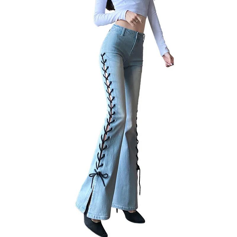 Buy High Waist Slit Strap Jeans Women's 
