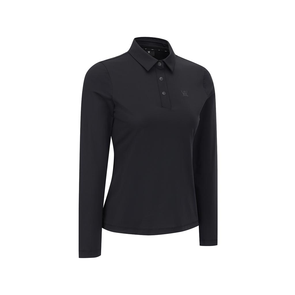 ANEW GOLF Women Solid Long Sleeve Collar T-Shirt_Bk