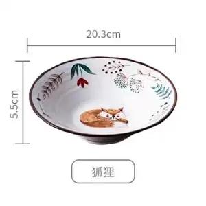 8 inch Ceramic Bowl Noodle Bowl Forest Animal Design Large Creative Restaurant Household Flower