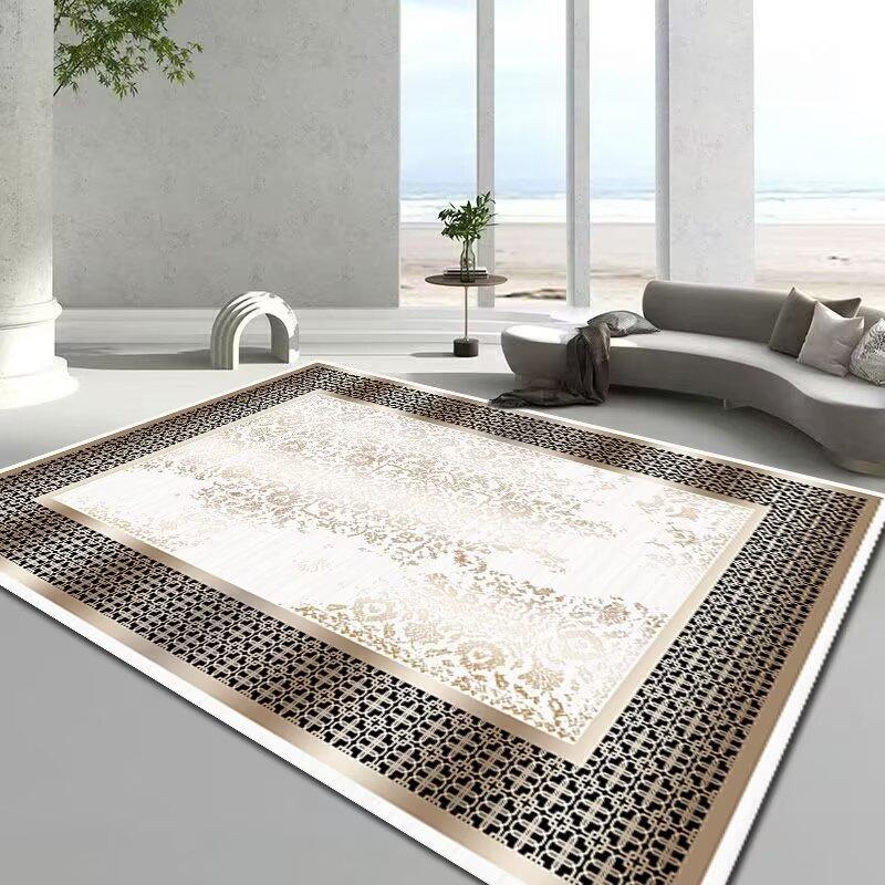 Luxuriöse Teppiche im europäischen Stil für große Flächen, Heimdekor, Rahmenmuster, Wohnzimmerteppiche, Schlafzimmer, Lounge, Couchtische, weiche Bodenmatte