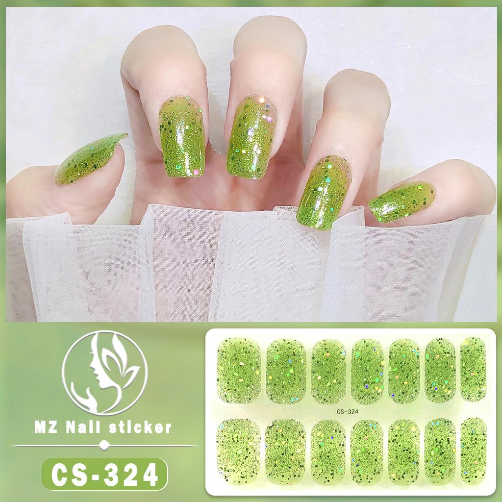 CS Waterproof No-Bake Gel Nail Polish: Full-Cover Korean-Style Multi-Color Glitter Nail Art Stickers