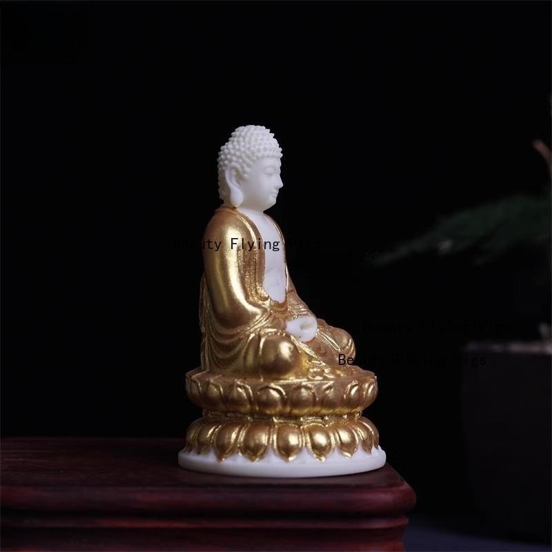 Ivory Fruit Powder Buddha Statue Chinese Style Buddha Statue Feng Shui Ornament Ivory Fruit Powder Pressed Crafts Home Decor