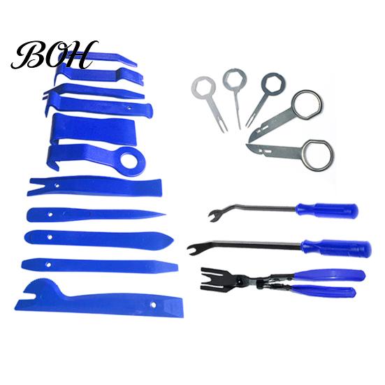 Vehicle Buckle Removal Kit 19Pcs Trim Tool Set with Pick & Clip Tool, Sticker Scraper, Automotive Plastic Car Audio Installation Tools Pry for