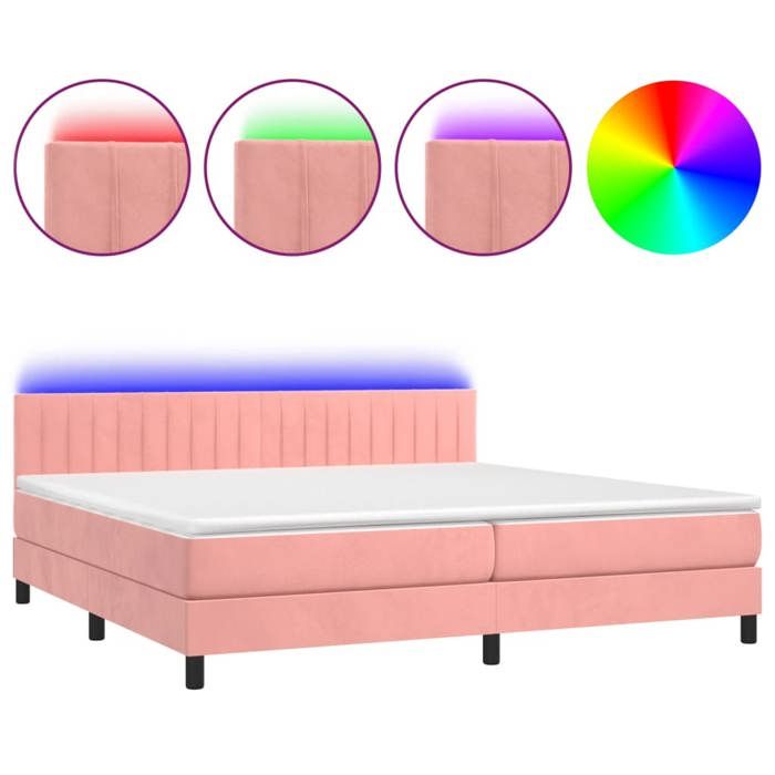 VidaXL Sommier à Lattes de Lit avec Matelas et LED, Lit Rembourré avec Tête de Lit, Lit Double, Lit Adulte de Chambre, 3134548