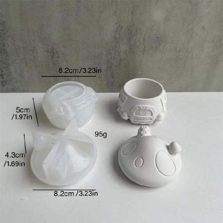 Mushroom House Resin Jar Silicone Molds with Lid Silicone Candle Holder Molds for Jewelry Box Storage Jar Decoration