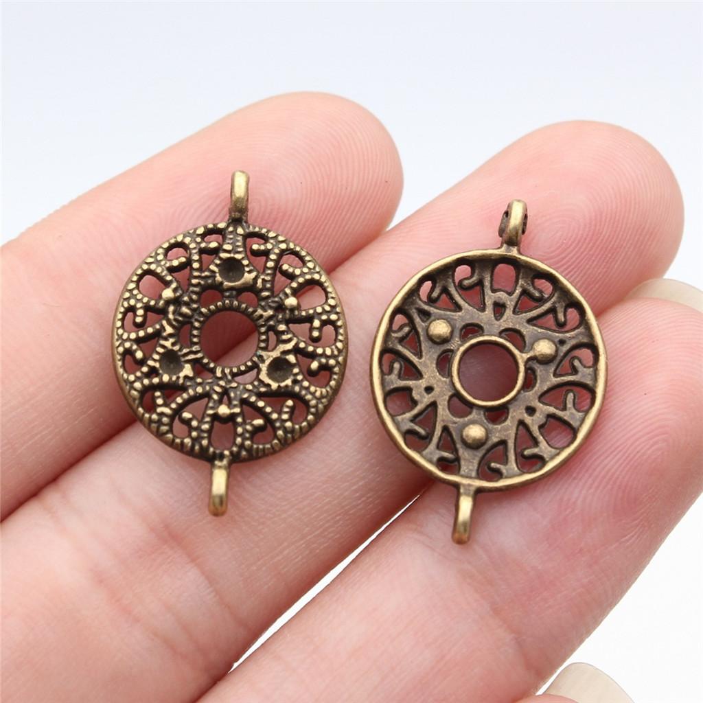 Connettori Fiore a Lavoro Aperto Gancio per Ciondolo Colore Bronzo Antico Creazione Gioielli Accessori Fatti a Mano Connettori per Ciondoli