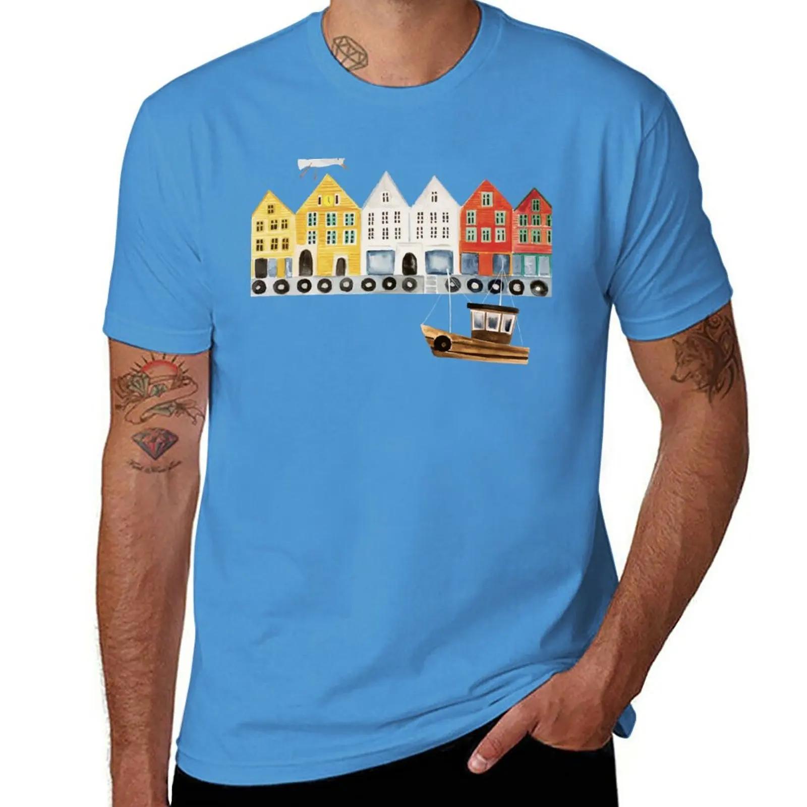 New Bergen Norway Watercolor Tshirt Sports Fan Tshirts Oversized T Shirts Plain Tshirt Sweat Shirt Clothes For Unisex S