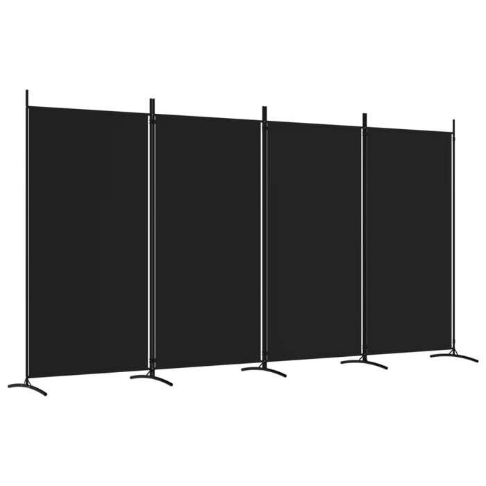 VidaXL Cloison de Séparation 4 Panneaux Séparateur de Pièce Pliable Diviseur Écran d'Intimité Paravent Décoration Salon Noir 350265