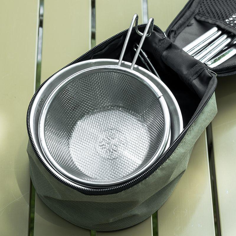 A1R Stainless Steel Camping Set: Portable Snow Cup & Folding Bowl for Outdoor Picnic & Mountaineering