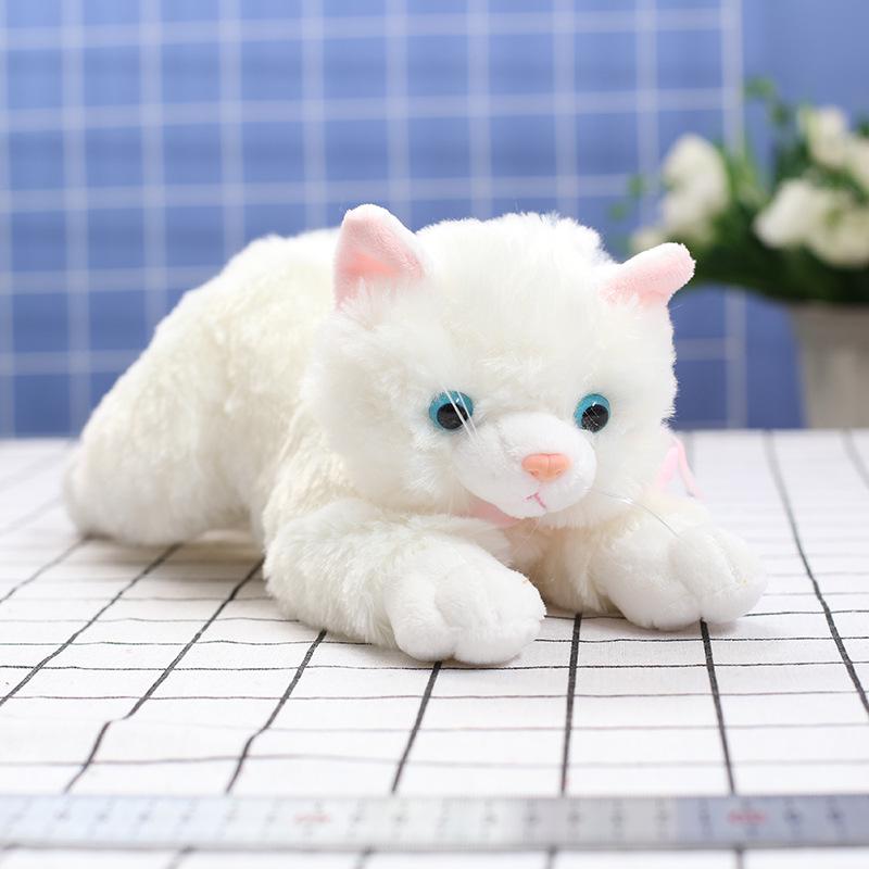 

Мяукающая музыкальная плюшевая игрушка-кошка - Лежащая кукла-котенок в подарок на день рождения ребенка 30 cm
