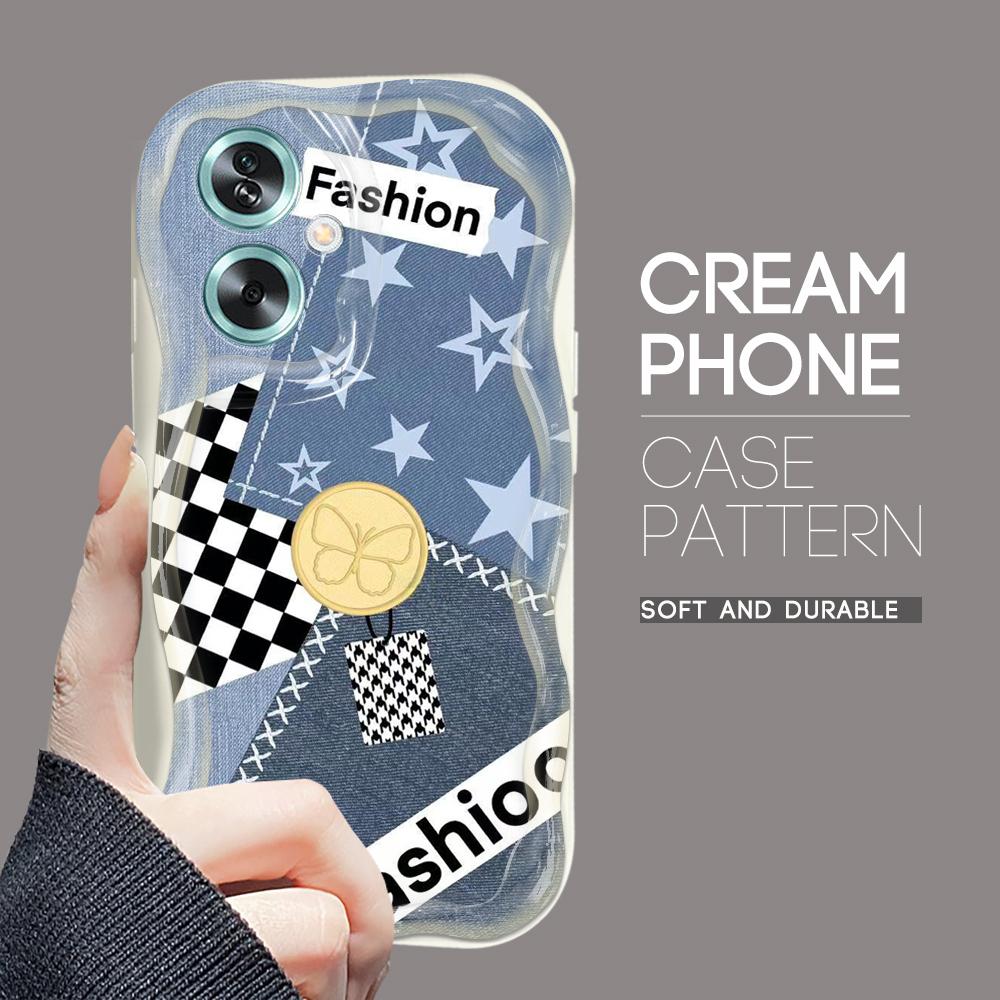 Roztomilý kreslený vzor s krémovou texturou Pouzdro s vlnitým okrajem, měkký silikonový kryt, pouzdro na telefon OPPO Reno Realme